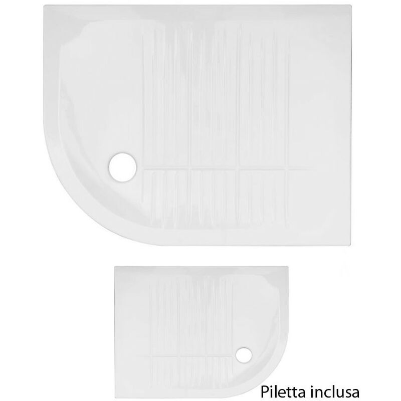 VENDITA ONLINE, PIATTO DOCCIA BIANCO SEMICIRCOLARE 90X90 CM IN MINERAL  MARMO CON GRIGLIA E PILETTA DI SCARICO