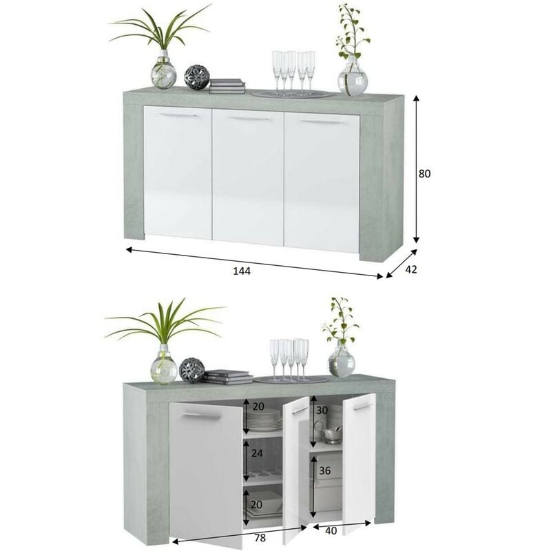 Mobiletto soggiorno 1 porta 3 cassetti buffet tè piccola credenza bianca e  rovere - AliExpress