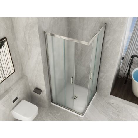 Box doccia Cristallo 6 mm OPACO  apertura Angolare Scorrevole - Reversibile - Misura: 75 x 100 x h190 cm (1/5)
