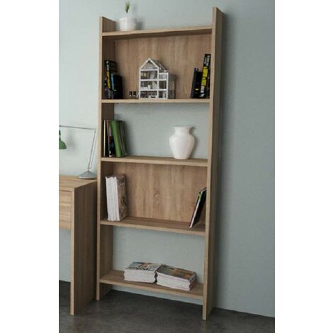 Libreria scaffale legno moderna design ripiani kit mobile ufficio colore rovere