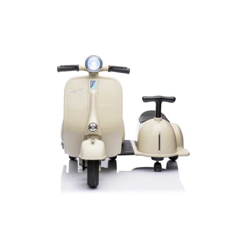 Piaggio Crema Vespa Mini con Sidecar Elettrica da Bambini a Batteria 6 V