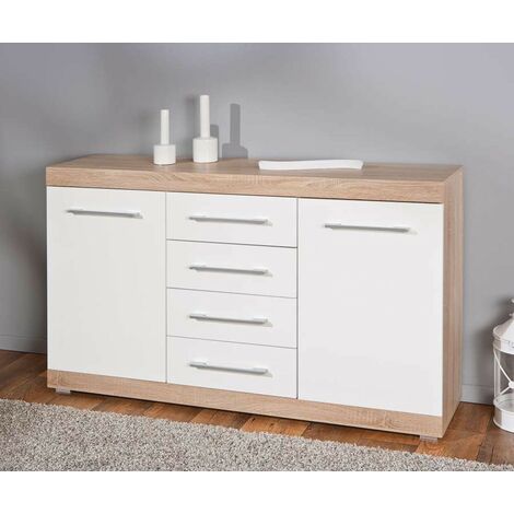 Credenza 4 Ante Bianca Senza Maniglie - 120x80x30 Cm, Ripiani Regolabili, Struttura Metallo, Per Cucina/soggiorno - Foto 11