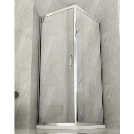 Box Doccia Angolare 1 Anta Fissa Anta Battente 2 Lati Parete Vetro 6mm Cristallo - Misura Box Angolare 60x80 (1/5)