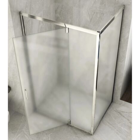 Box Doccia Anta Fissa Battente 2 Lati Angolare Parete Vetro 6mm Cristallo Opaco - Misura Box Angolare 70x120