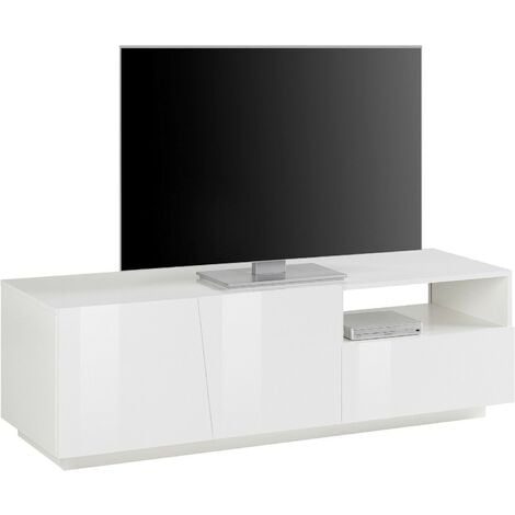 Mobile Porta TV Bianco Madia con 2 Ante 150 cm Bassa per Soggiorno