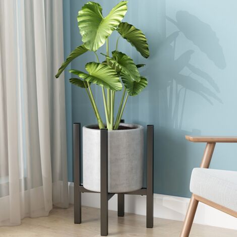 Portavaso Moderno In Metallo Nero - Design A Linee Semplice Per Fiori E Piante - 6