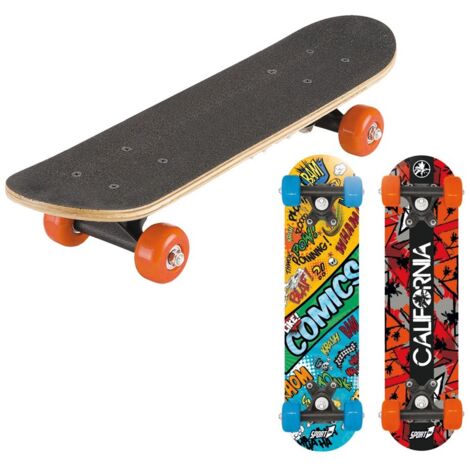 INOOMP Tavola Da Skateboard Per Ragazzo Ragazza in Legno Di Faggio 43x13cm Con Ruote Blu, Design Bifacciale Vuoto Per Pittura Fai Da Te, Stabile e Resistente Per Principianti e Decorazione Artistica