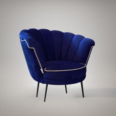 Poltroncina PARIGI VELVET Blu 45x45x61 Cm - Sedia Imbottita Per Camera Da Letto E Salotto, Tessuto Morbido E Resistente
