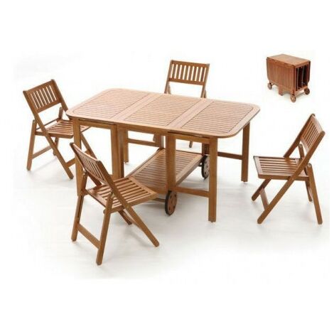 Completo in legno tavolo con sedie pieghevole è da riporre internamente giardino 