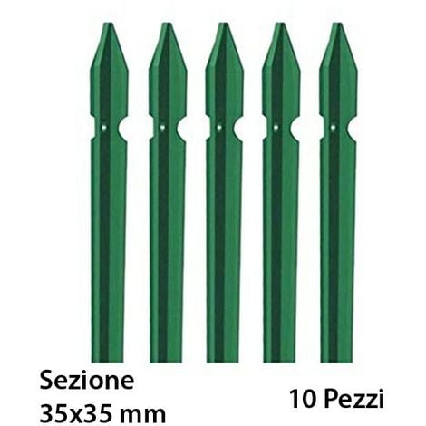 10 Paletti Verdi 250 cm 35x35 Ferro Plastificato Pali per