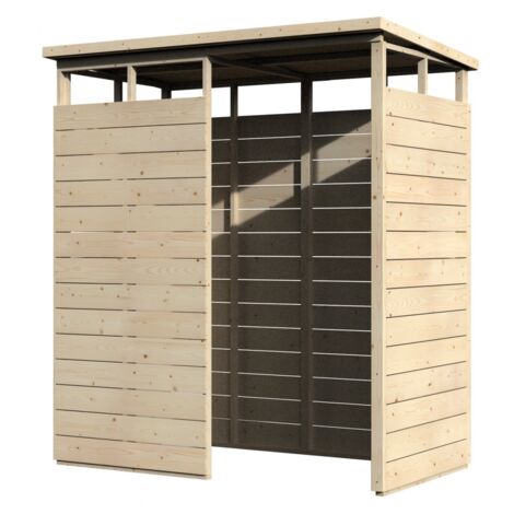 Casetta Da Giardino In Legno HOMASIS 65x42x180,5 Cm - Capanno Attrezzi Con Ripiani Pieghevoli, Ganci, Tetto Impermeabile, Ideale Per Risparmiare Spazio