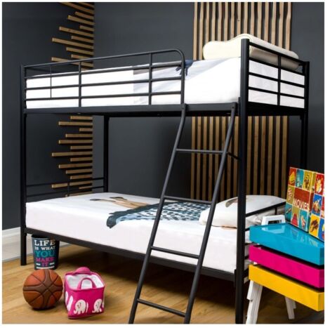 Struttura Letto a Castello 199x97x160 cm in Metallo Nero