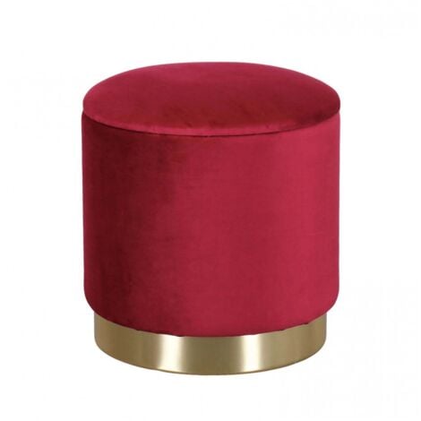 Pouf Cilindro In Velluto Con Base Dorata - Sgabello/Poggiapiedi Per Salotto, Camera | Design Elegante, Petrolio