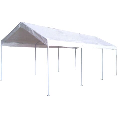 Gazebo per auto  3x6 metri Carport in Metallo Bianco Parasole (1/4)