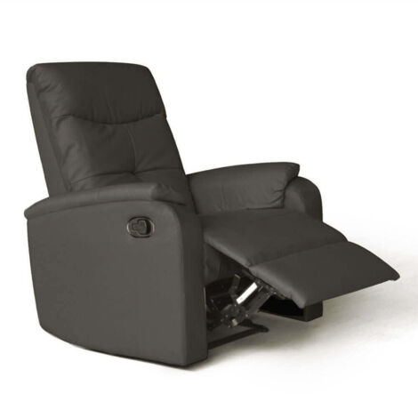 Poltrona Relax Manuale Reclinabile in Ecopelle Marrone con Braccioli (1/4)