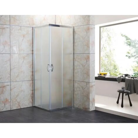 Box Doccia Vetro OPACO Anticalcare Temperato 4MM Apertura Angolare Doppio Scorrevole H185 75 x 75 x 185h