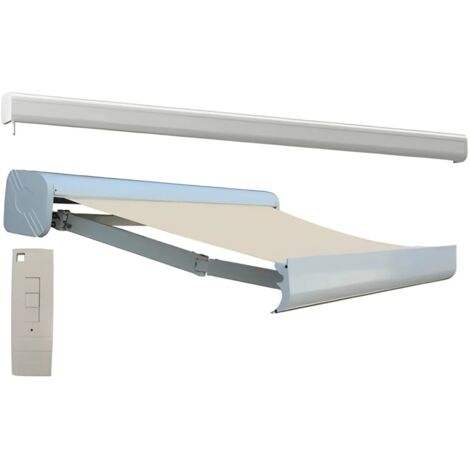 Tenda da Sole Retrattile Automatica con Pali 4x3,5 m Blu Bianca FECD182315 Tenda da Sole Retrattile Automatica con Pali 4x3,5 m Blu Bianca FECD182315