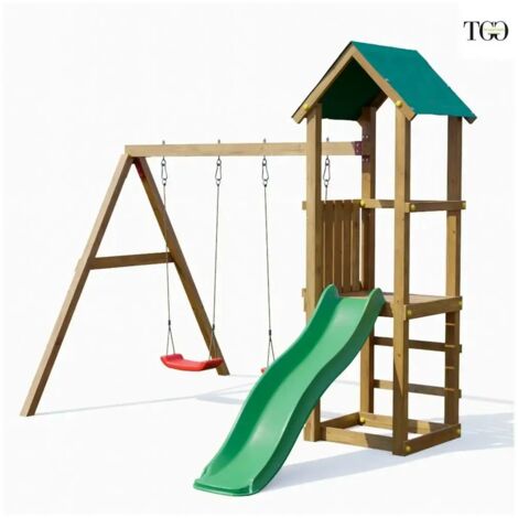 Scivolo con Altalena Fungoo Lucas giochi da giardino in legno (1/5)