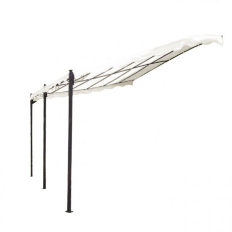 Gazebo Pergola Addossato 3x4 m Metallo Antracite Telo Ecrù (1/4)