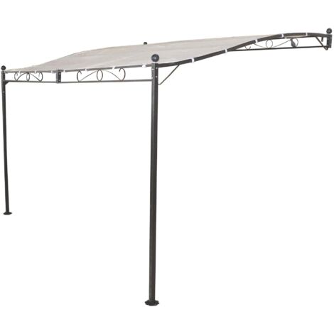 Gazebo Pergola Addossato 3,5x2,5 m Metallo Antracite Telo Ecrù (1/4)
