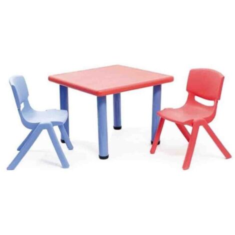 Tavolo Bambini Rosso 62x62x52 cm Altezza Regolabile Acciaio (1/4)