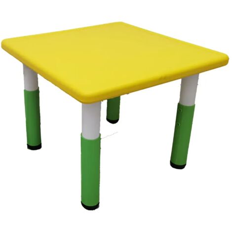 Tavolo Bambini Giallo 62x62x52 cm Altezza Regolabile Acciaio (1/4)