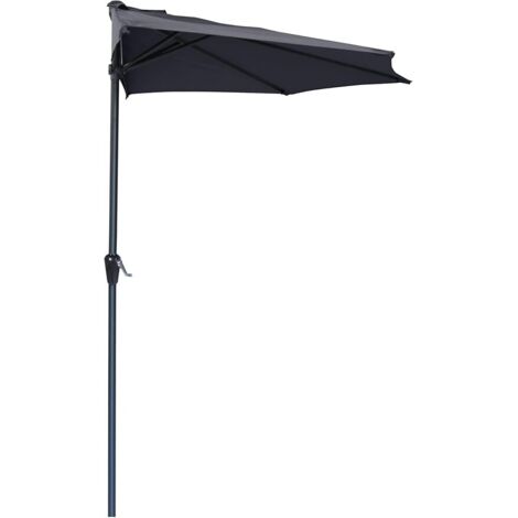 Ombrellone a Mezzaluna 270x133x230H cm Antracite da Parete Acciaio (1/2)
