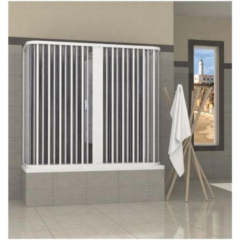 Box Doccia per Vasca in PVC 2 Ante 3 Lati Porta a Soffietto Sopravasca Colorato - Misura 70x120x70