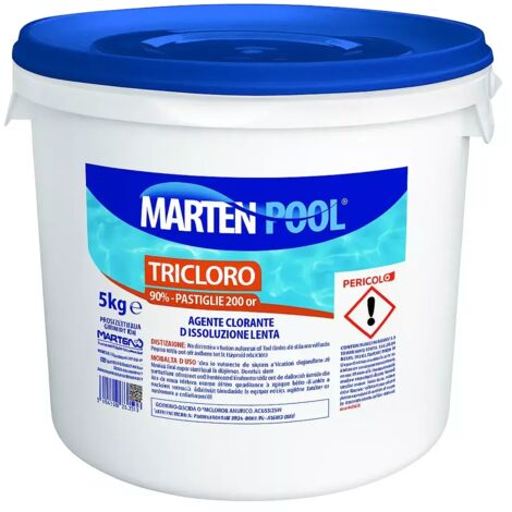 Tricloro per Piscina Pastiglie 200 gr Secchio 5 kg a Lenta Dissoluzione (1/2)