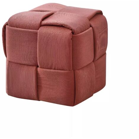 Pouf quadrato colore mattone tessuto effetto intrecciato Den 39x39x39H (1/5)