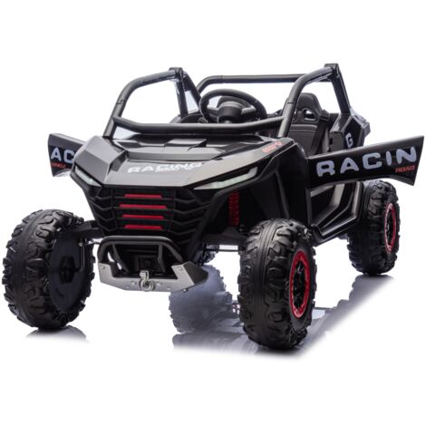 Auto Elettrica 24V per Bambini Due Posti Nero Fuoristrada UTV
