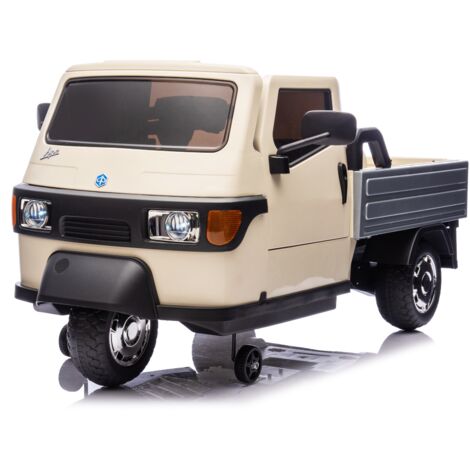 Ape Car Piaggio Elettrica per Bambini Beige con Ruote EVA e Telecomando