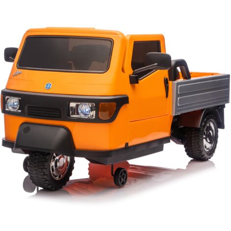 Ape Car Piaggio Elettrica per Bambini Arancione Ruote EVA e Telecomando