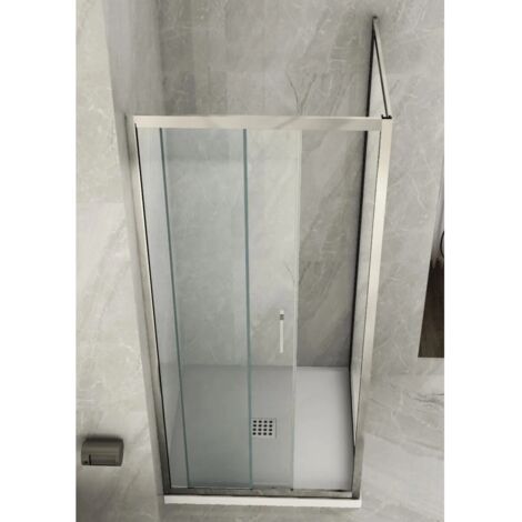 Box Doccia Angolare 6 mm 1 Parete Anta Fissa 1 Porta Scorrevole Cabina Cristallo - Misura Box Angolare 70x145 (1/5)