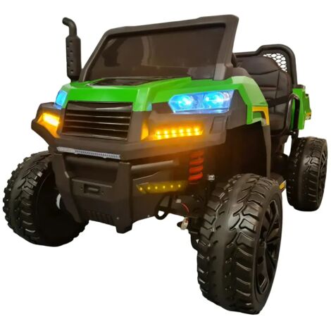 Jeep Elettrica 4x4 per Bambini 2 Posti Telecomando e Sedile in Pelle