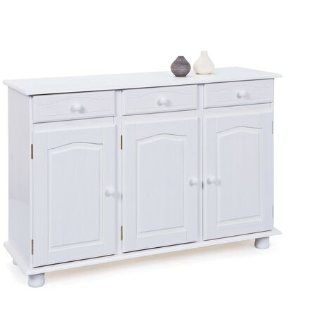 Mobile Credenza Bianco 3 Ante Cassetti Shabby Buffet Dispensa Soggiorno  Cucina