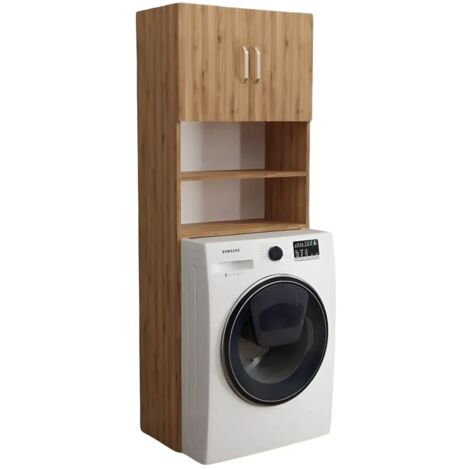 Mobile Coprilavatrice Rovere con Ripiani e 2 Ante da Interno 64x20x180 cm (1/5)