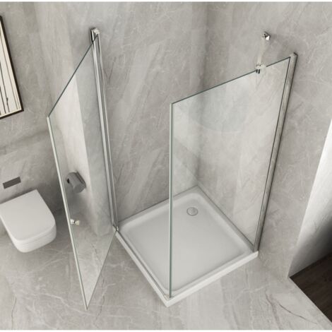 Box Cabina Doccia 1 Anta Battente 70 80 90 100 Angolare 8mm in Cristallo Vetro - Misura Box Angolare 70x90 (1/5)