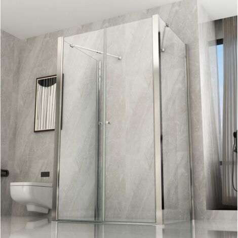 Box Doccia 3 Lati Anta Battente Saloon 70 80 90 100 120 Pareti Fisse Cristallo - Misura Box 3 Lati 100x120x100 (1/5)