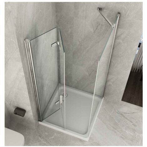 Box Doccia Anta a Libro 60 70 80 90 100 Fissa Angolare 8mm Cristallo Trasparente - Misura Box Angolare 70x90