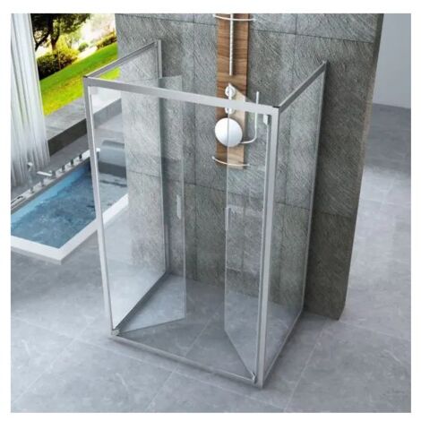Box Doccia 3 Lati 6 mm Anta Battente Saloon 60 70 80 90 100 110 120 130 140 cm - Misura Box 3 Lati 90x80x90 (1/5)