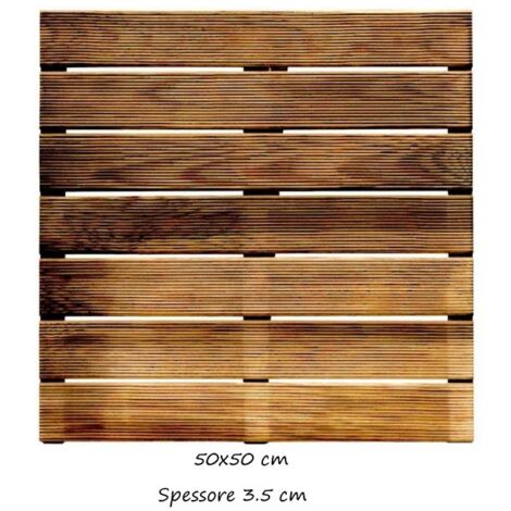 Mattonelle 50x50 35 mm Legno Pino Pavimento Pavimentazione per Esterno Giardino - Opzioni 6 Pezzi