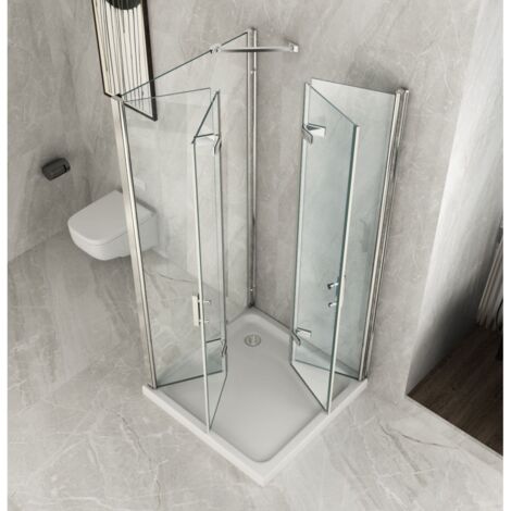 Cabina Box Doccia 3 Lati 2 Ante a Libro 60 70 80 90 100 Battente Porta Cristallo - Misura Box 3 Lati 100x100x100 (1/5)