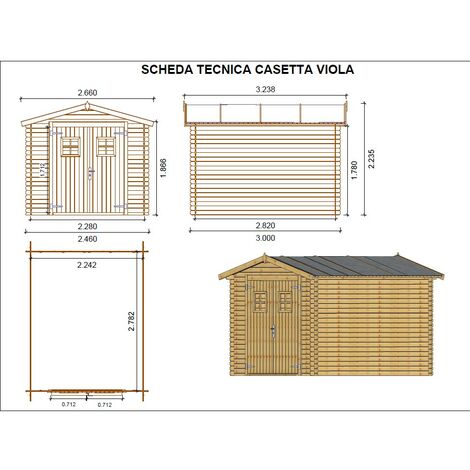 Casetta in Legno 2.5x3 da Giardino Ricovero per Attrezzi Esterno Box  Ripostiglio