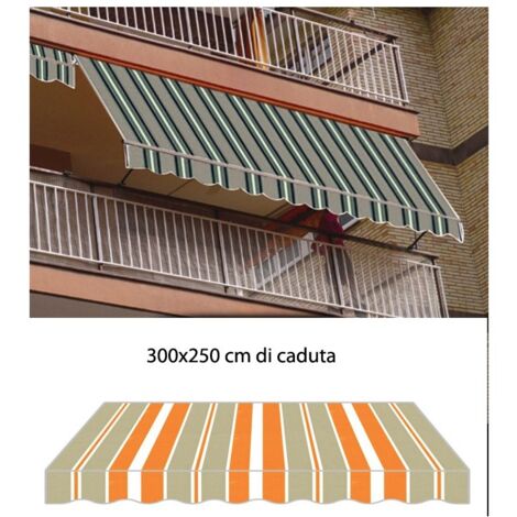 Tenda Da Sole Per Balcone Tenda Da Sole Manuale Da Esterno Articolato Anti Uv Terrazzo Giardino Blu Bianco 350x 300cm 85382409