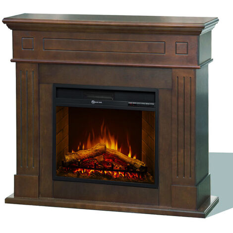 Camino Elettrico da Pavimento 1800W Legno MDF Noce per Soggiorno (1/5)