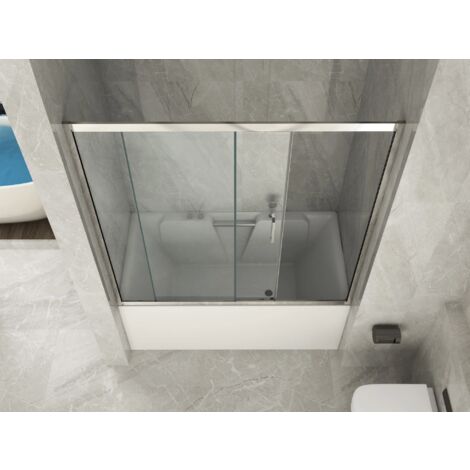 Parete Sopravasca 1 lato 6 mm Scorrevole in Cristallo Box Vasca da Bagno Doccia - Misura 160