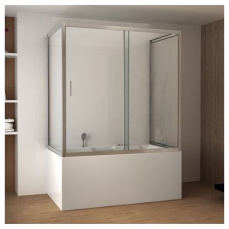 Box Vasca da Bagno 3 lati 6 mm Scorrevole in Cristallo Parete Sopravasca Doccia - Misura 80x160x80