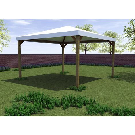 Gazebo in Legno 3.6x3 da Giardino Pergola Copertura Pvc Grigliato