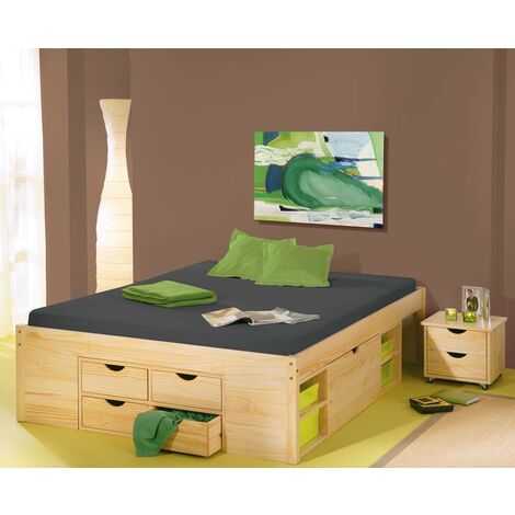 Letto Matrimoniale Rete a Doghe 160x200 con Cassetti 2 Piazze Camera da  Letto